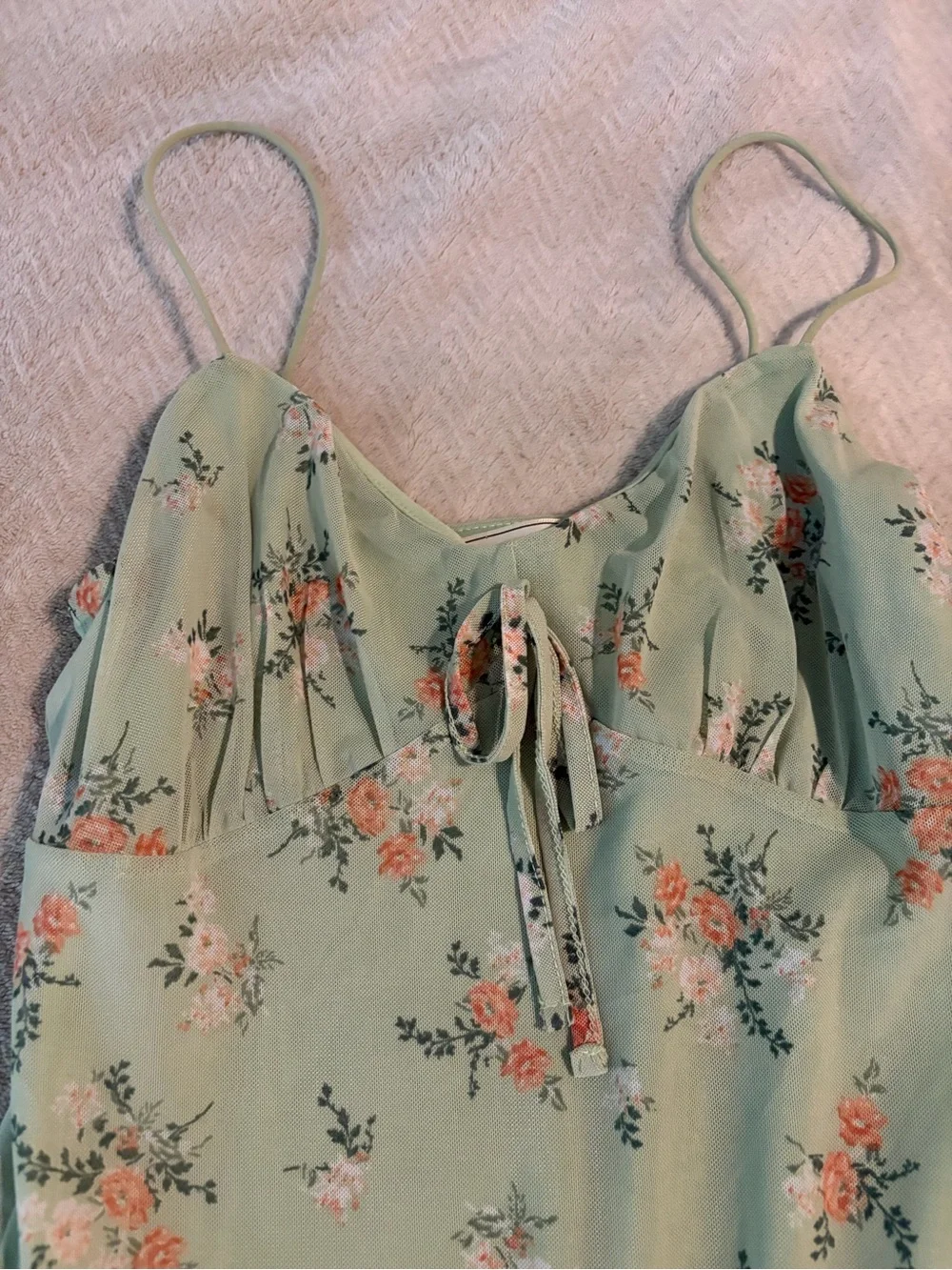 Mint Floral Maxi Slip Dress - Picture 2 of 4